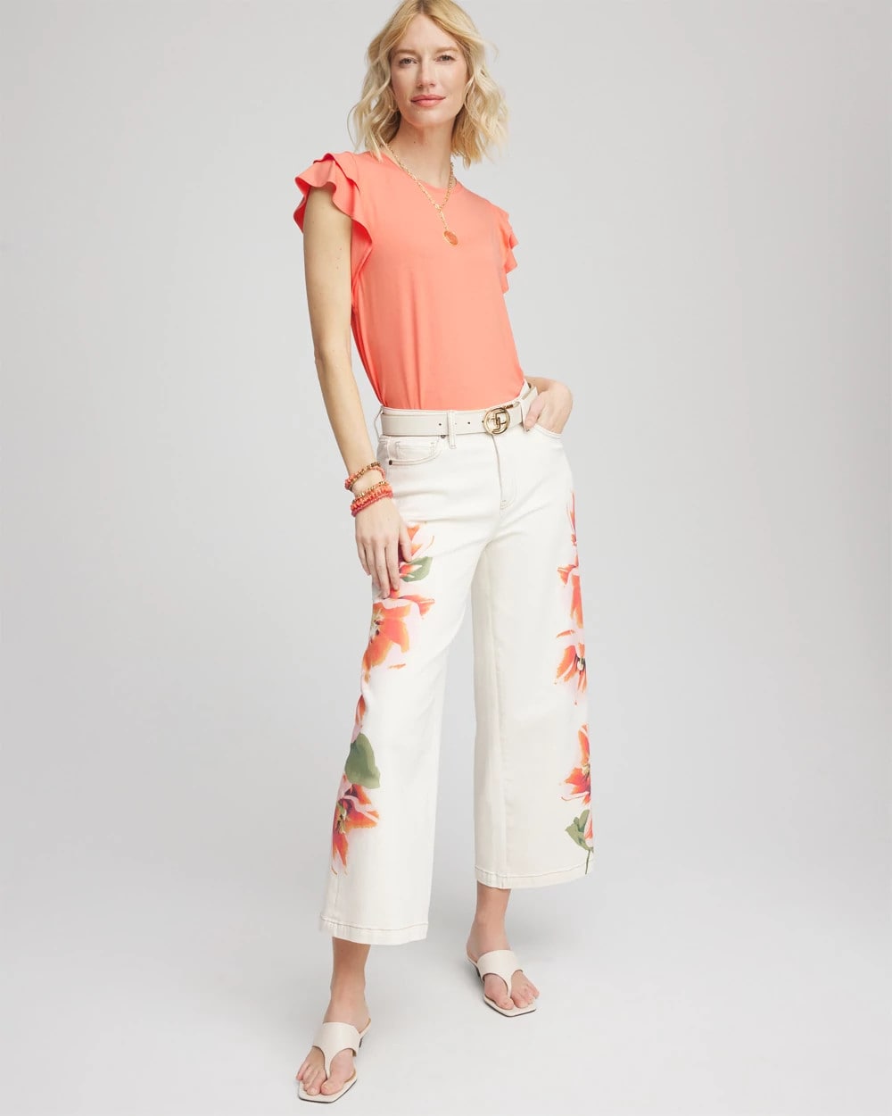Chico's Touch of Cool™ Flutter Sleeve Tee Sunset Peach