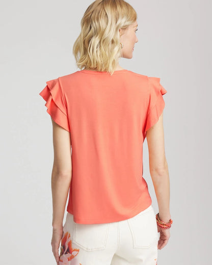 Chico's Touch of Cool™ Flutter Sleeve Tee Sunset Peach