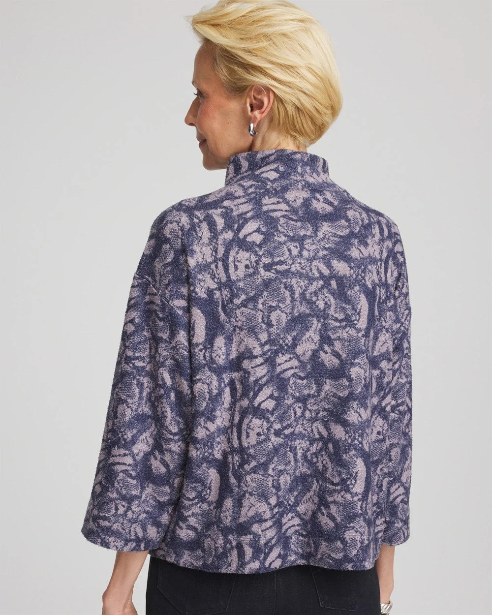 Chico's Animal Cozy Turtleneck Indigo Sky