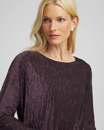 Chico's Crinkle Velvet Banded-Bottom Top Night Bloom