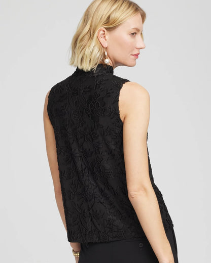 Chico's Burnout Mockneck Tank Black