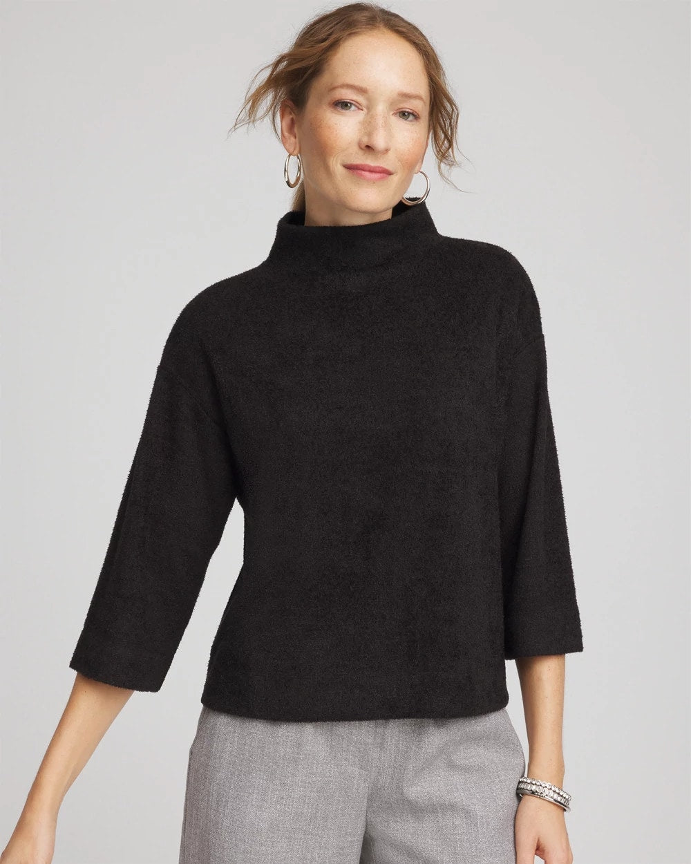 Chico's Jacquard Cozy Turtleneck Black