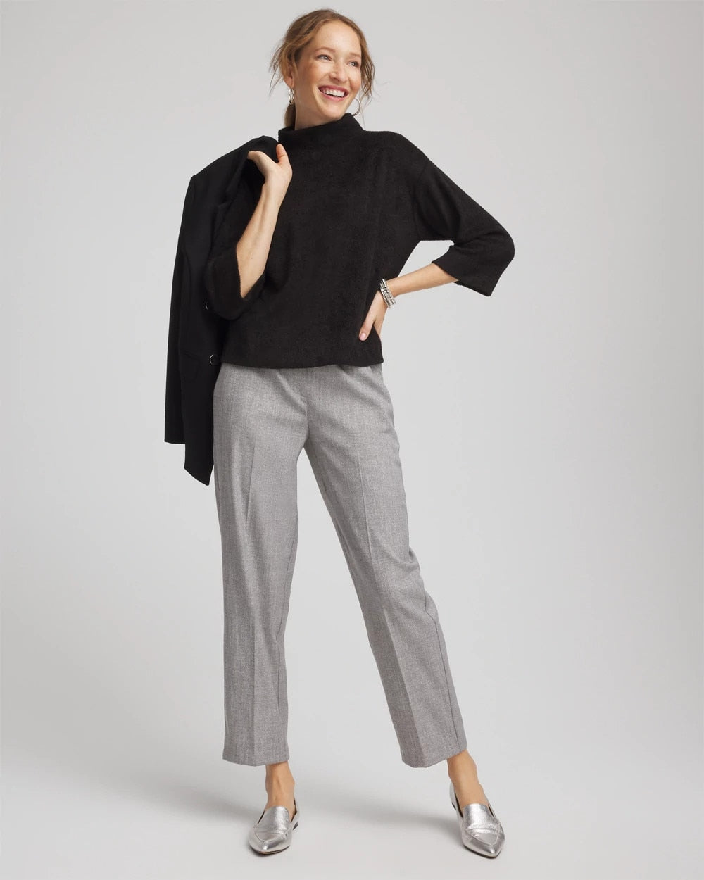 Chico's Jacquard Cozy Turtleneck Black