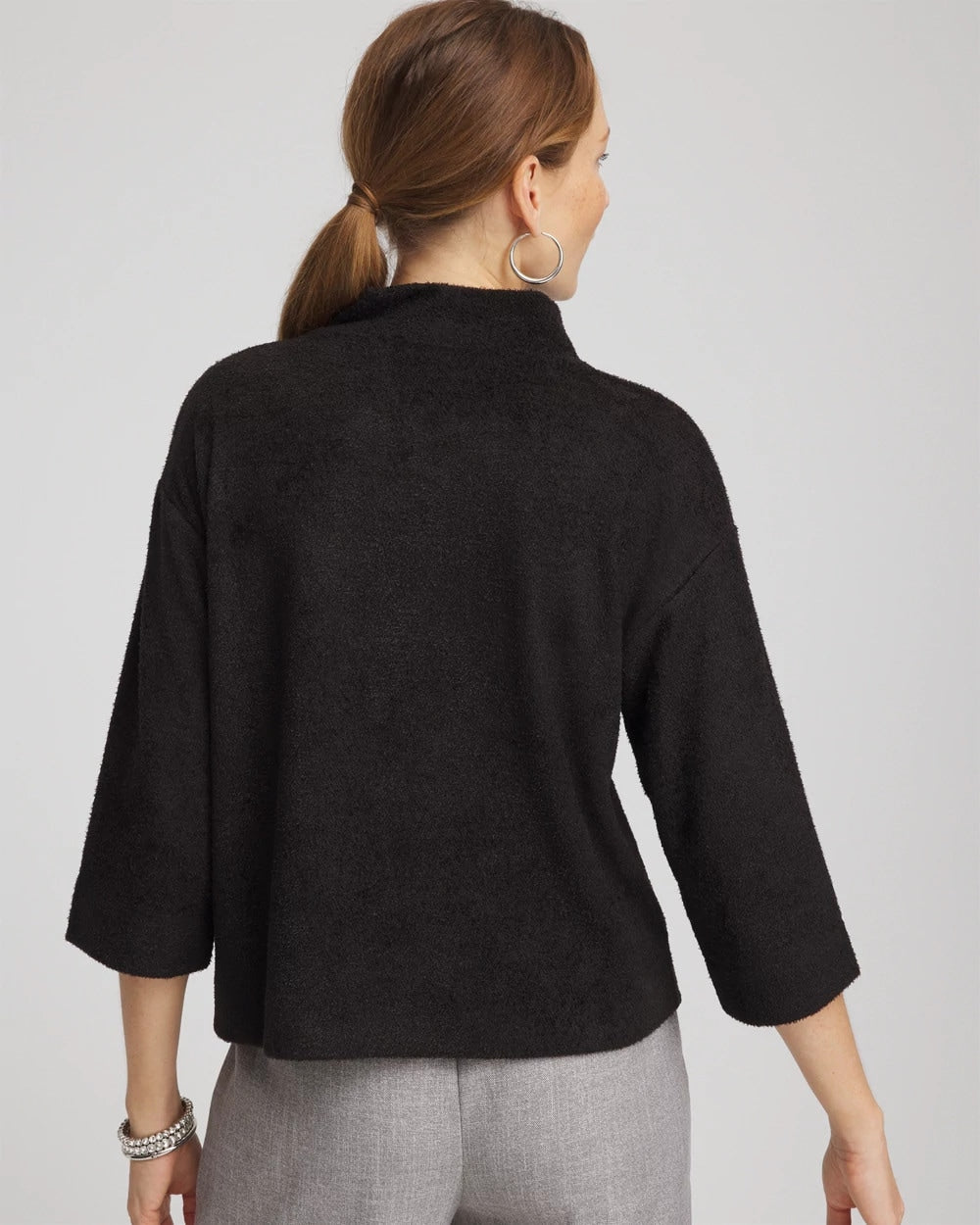 Chico's Jacquard Cozy Turtleneck Black