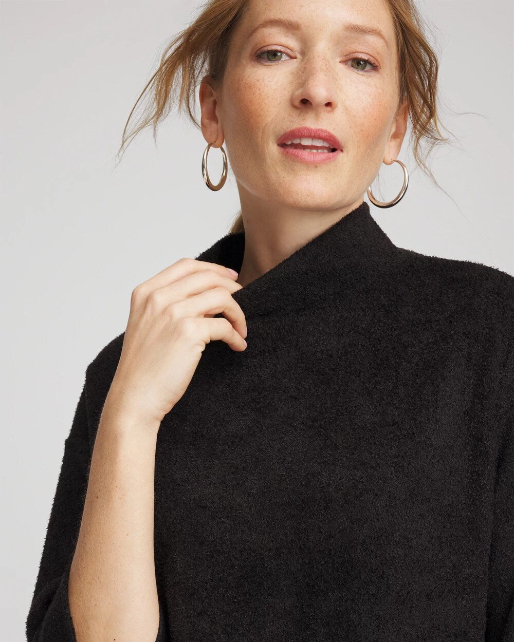 Chico's Jacquard Cozy Turtleneck Black