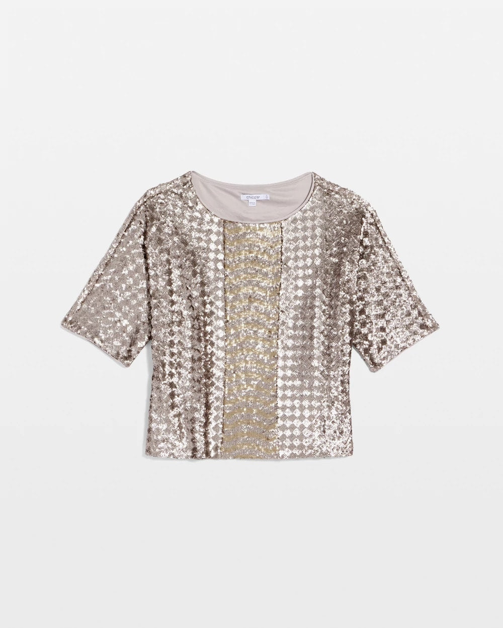 Chico's Art Deco Dolman Sequins Tee Gold