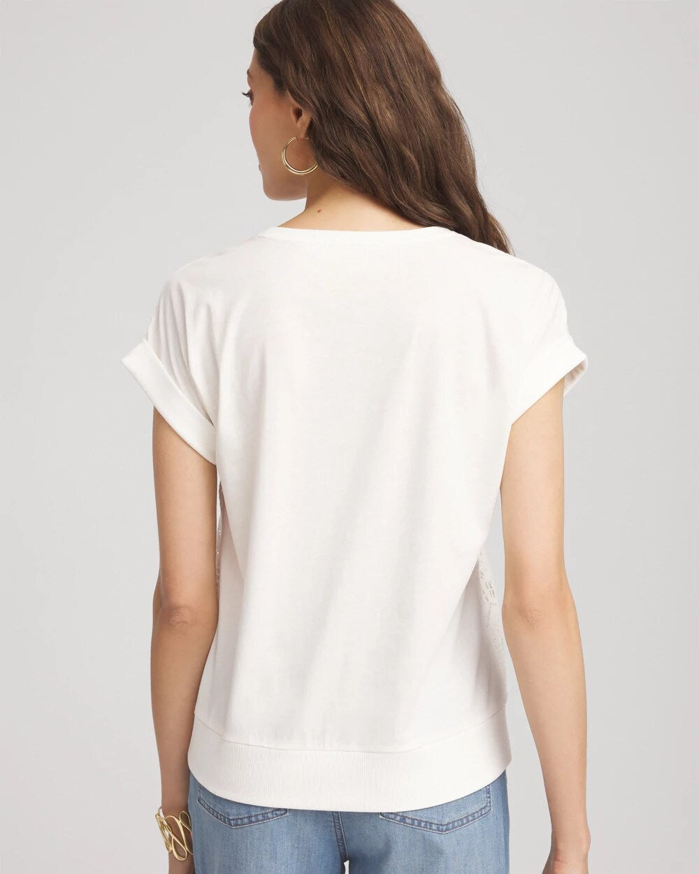 Chico's Crocheted Cotton-Blend Shirt Ecru
