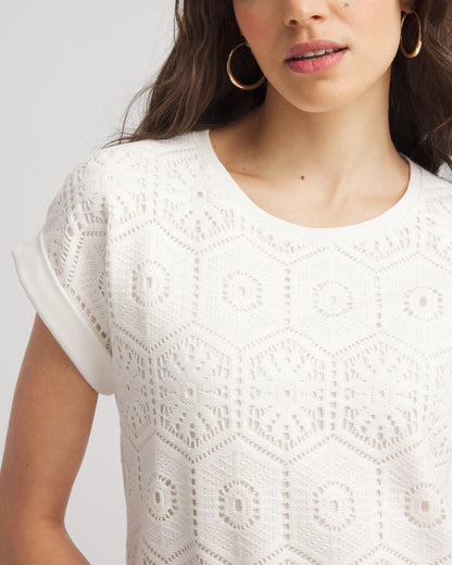 Chico's Crocheted Cotton-Blend Shirt Ecru