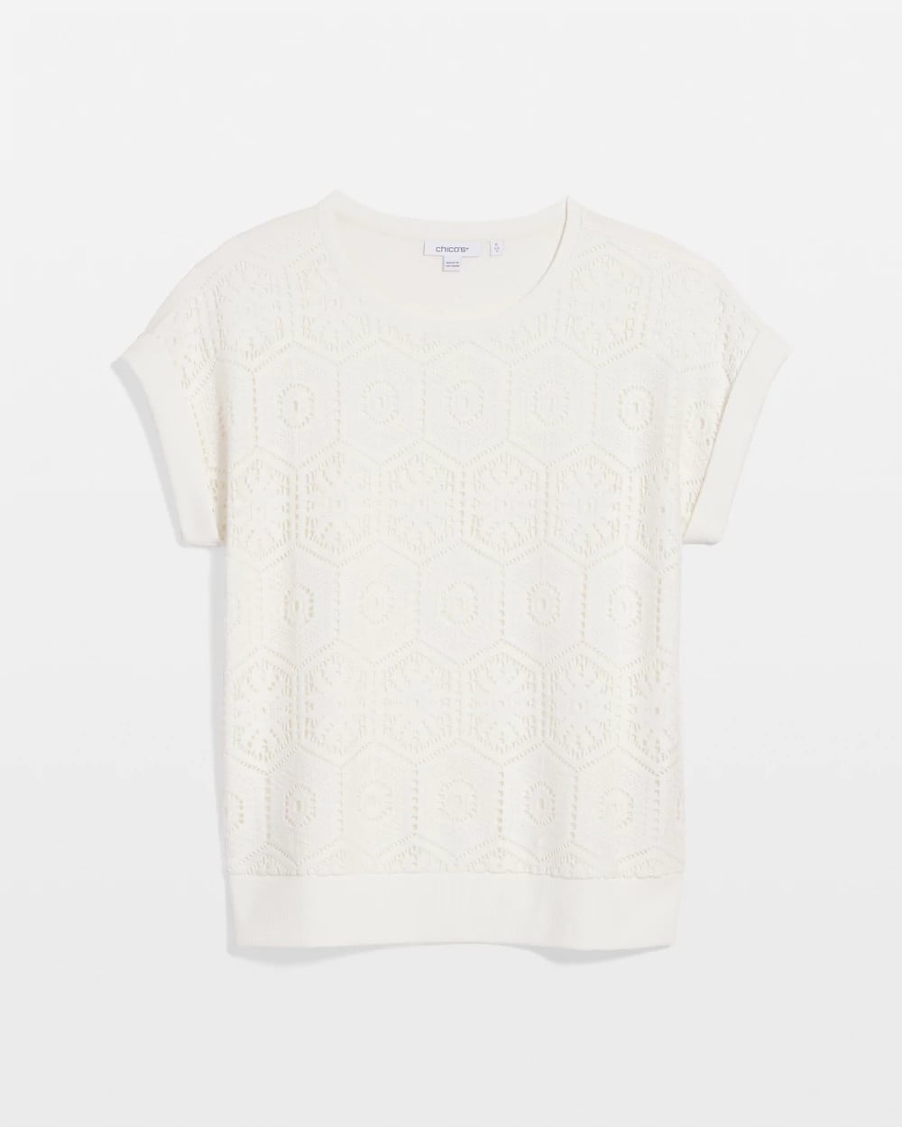 Chico's Crocheted Cotton-Blend Shirt Ecru