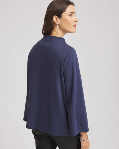 Chico's Embellished Structured Top Indigo Sky