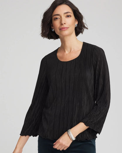 Chico's Bodre Flare Sleeve Top Black