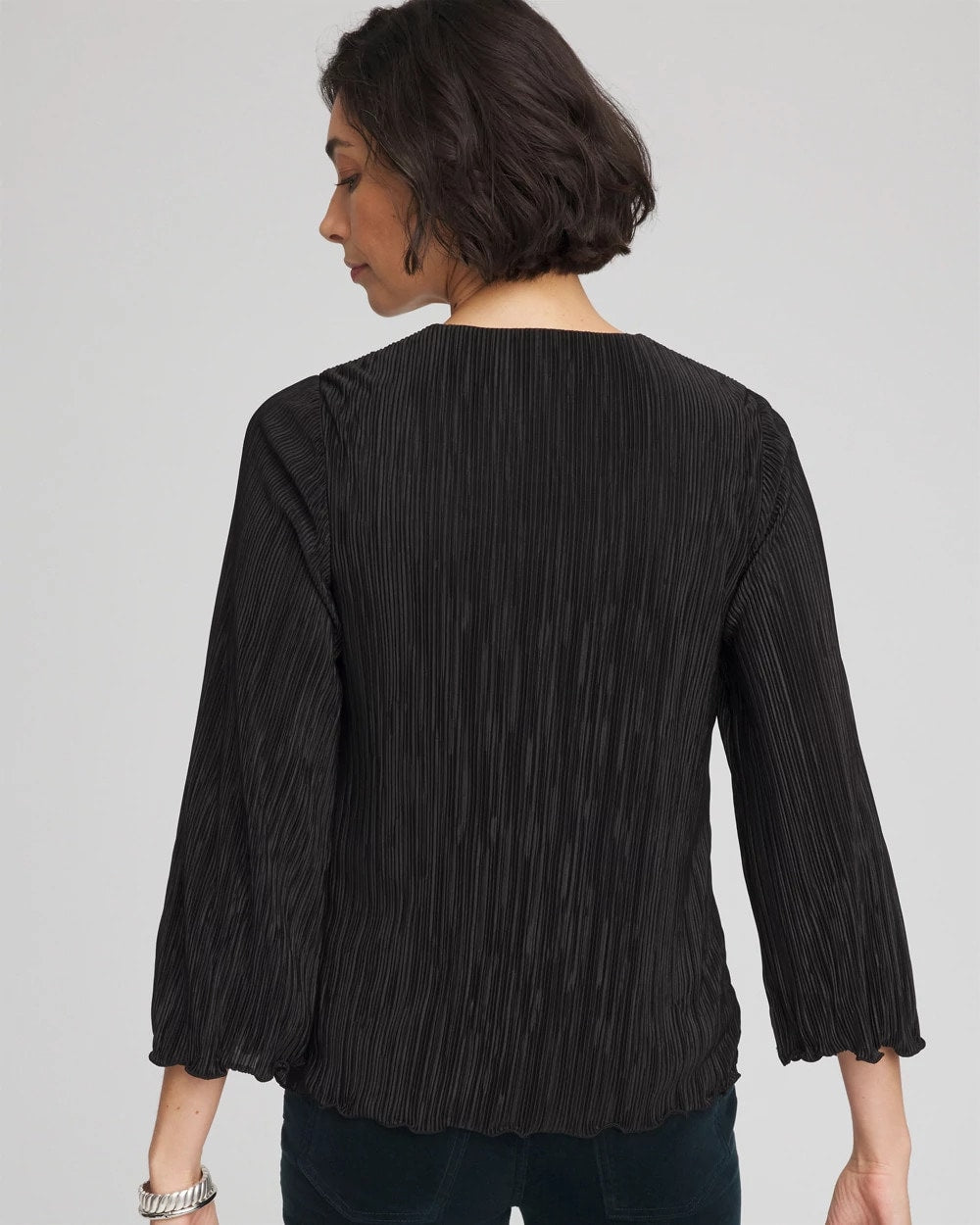 Chico's Bodre Flare Sleeve Top Black