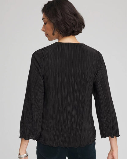 Chico's Bodre Flare Sleeve Top Black
