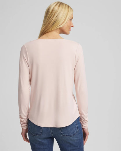 Chico's Cowlneck Long-Sleeved Tee Rose Smoke