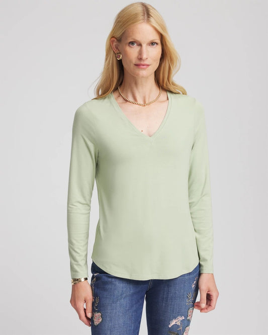 Chico's Touch of Cool™ V-Neck Layering Tee Sage Meadow