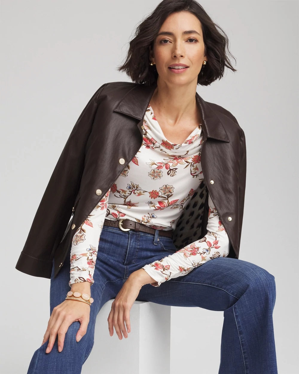 Chico's Touch of Cool™ Long-Sleeved Cowlneck Tee Ecru