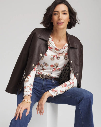 Chico's Touch of Cool™ Long-Sleeved Cowlneck Tee Ecru