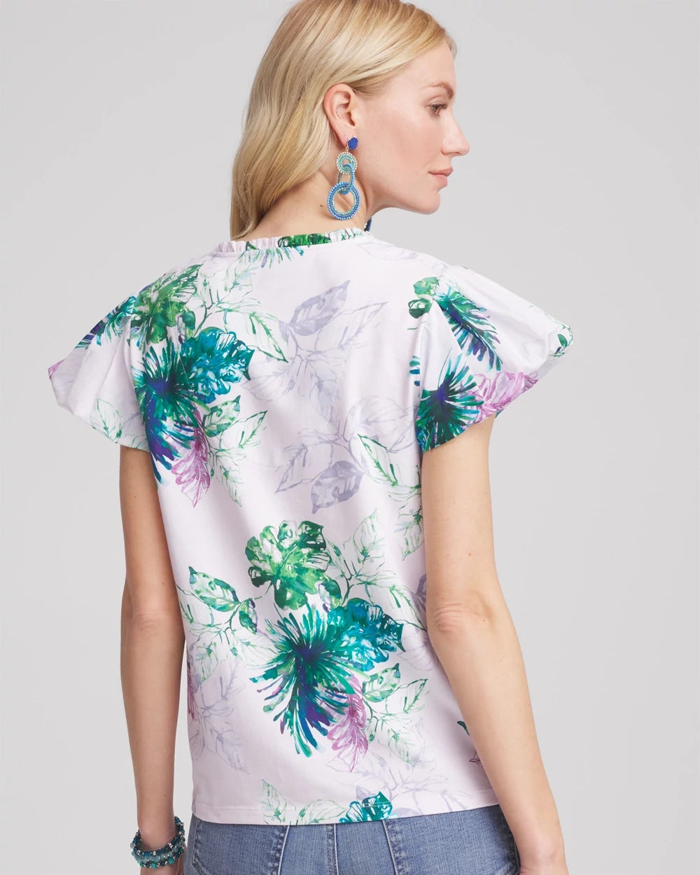 Chico's Notch Neck Cap Sleeve Tee Gentle Lavender