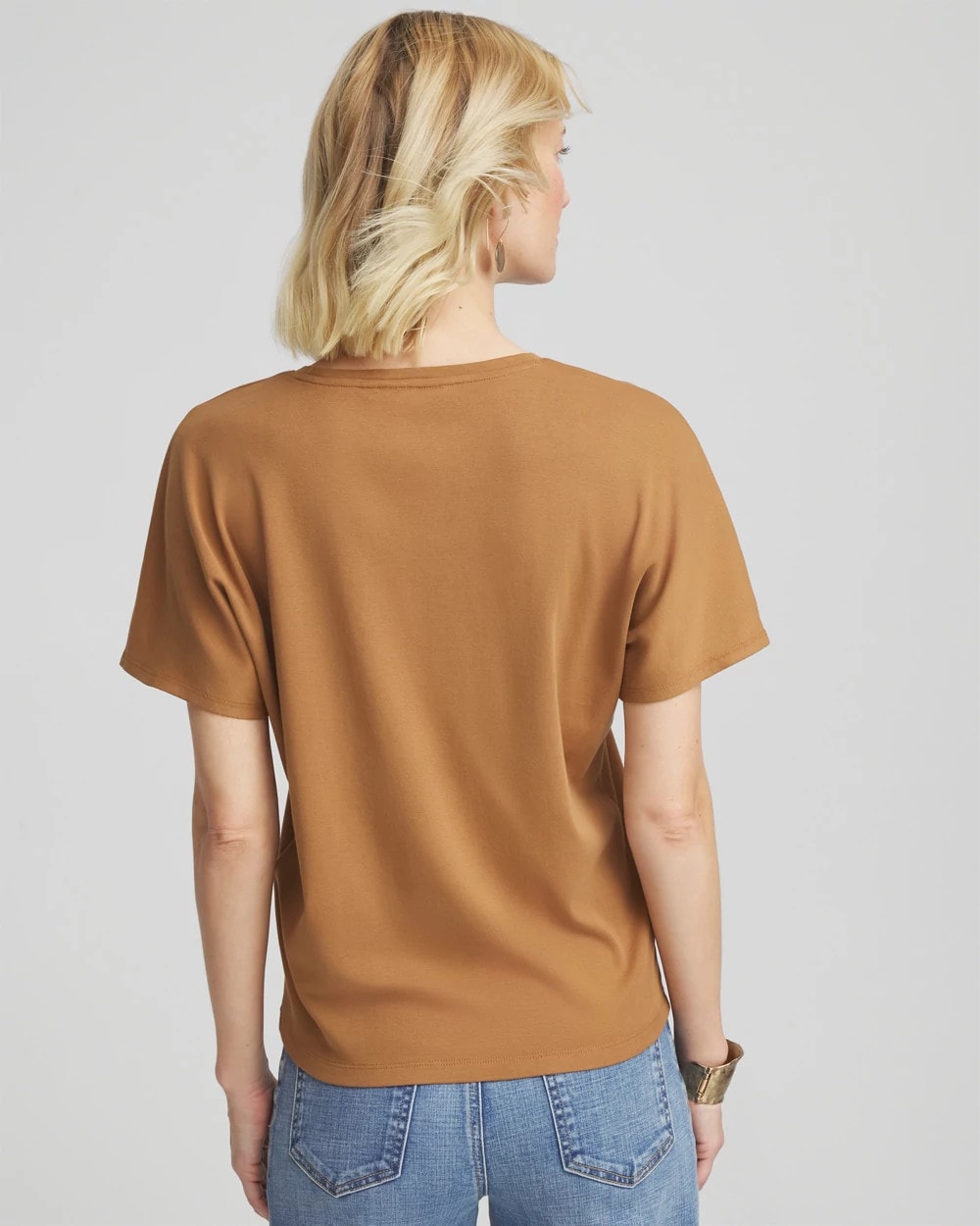 Chico's Studded Tapered Dolman Top Burnt Sienna