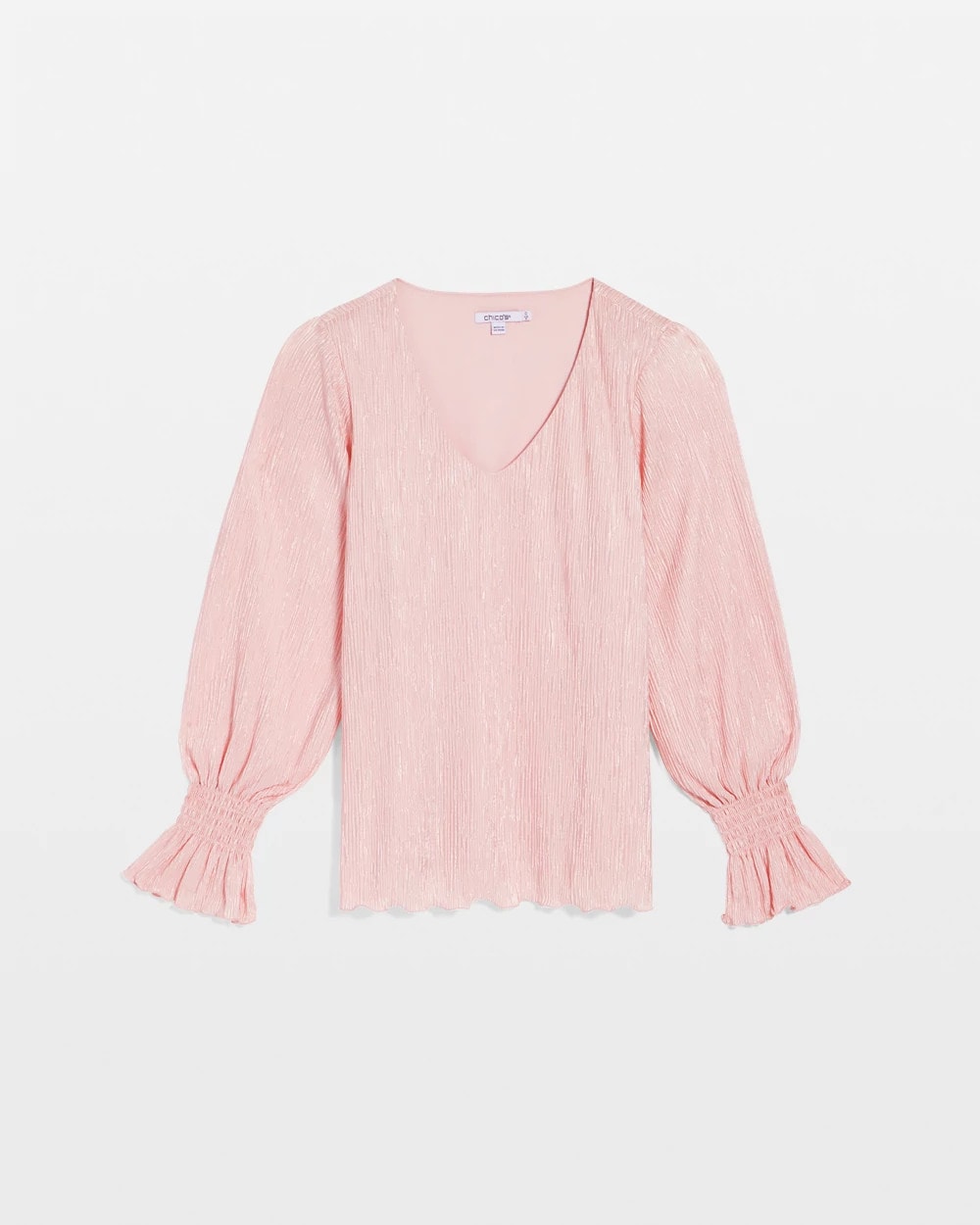 Chico's Crinkle Bodre Voop Neck Top Blushed