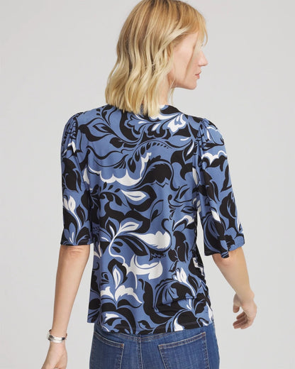 Chico's Stretch-Knit Flutter-Sleeve Tee Blue Lotus