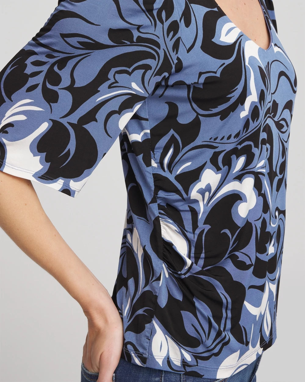 Chico's Stretch-Knit Flutter-Sleeve Tee Blue Lotus