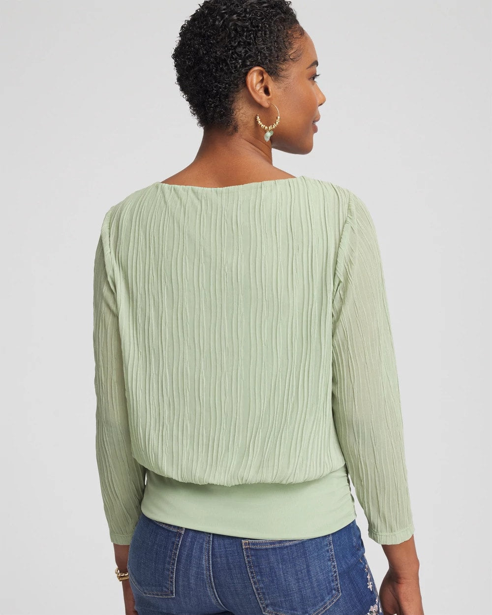 Chico's Touch of Cool™ Textured Banded-Hem Top Sage Meadow