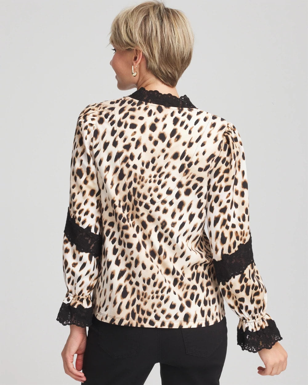 Chico's Animal Print Long-Sleeved Top English Cream