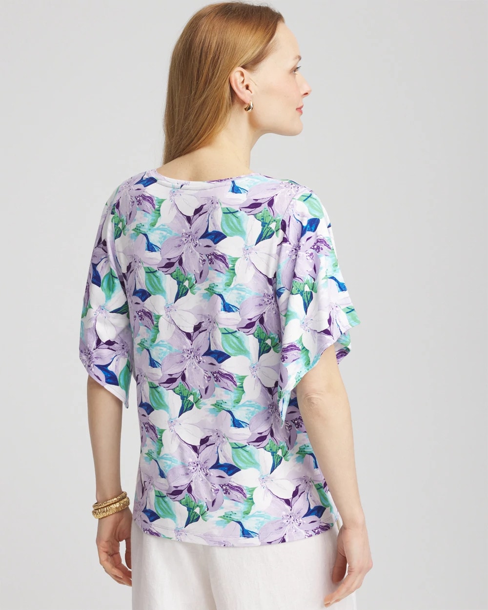 Chico's Touch of Cool™ Lily Handkerchief-Sleeve V-Neck Tee Gentle Lavender