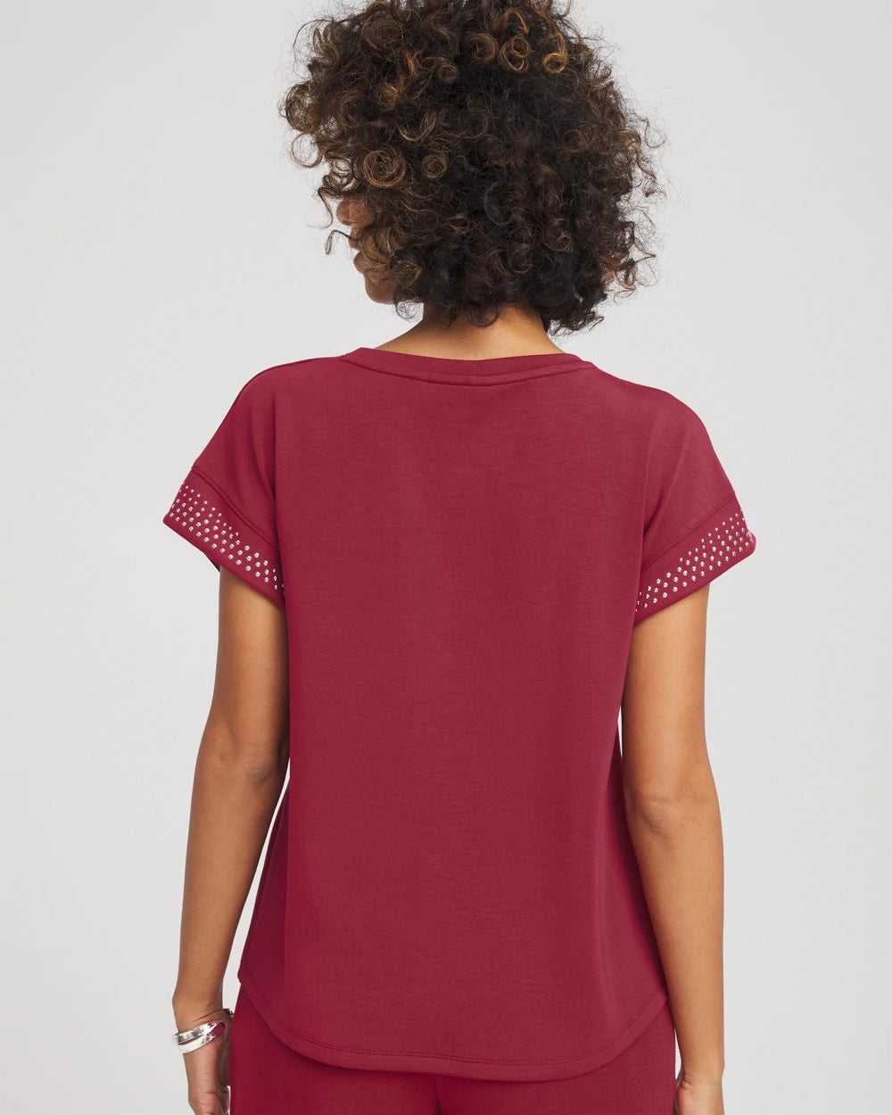 Chico's Zenergy® Embellished Short-Sleeve Top Russet Red