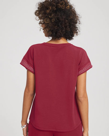 Chico's Zenergy® Embellished Short-Sleeve Top Russet Red