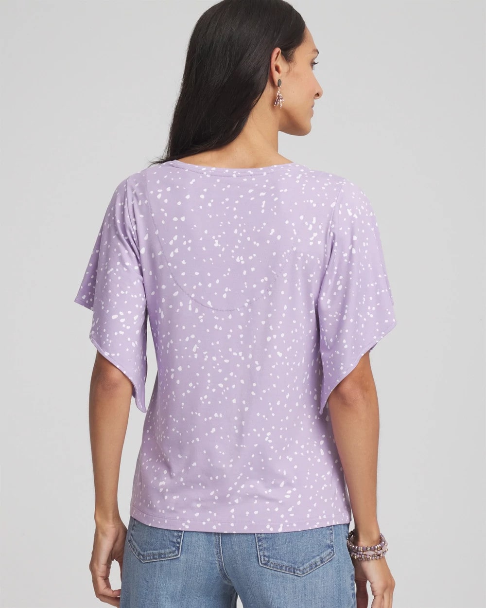 Chico's Touch of Cool™ Handkerchief-Sleeve V-Neck Tee Gentle Lavender