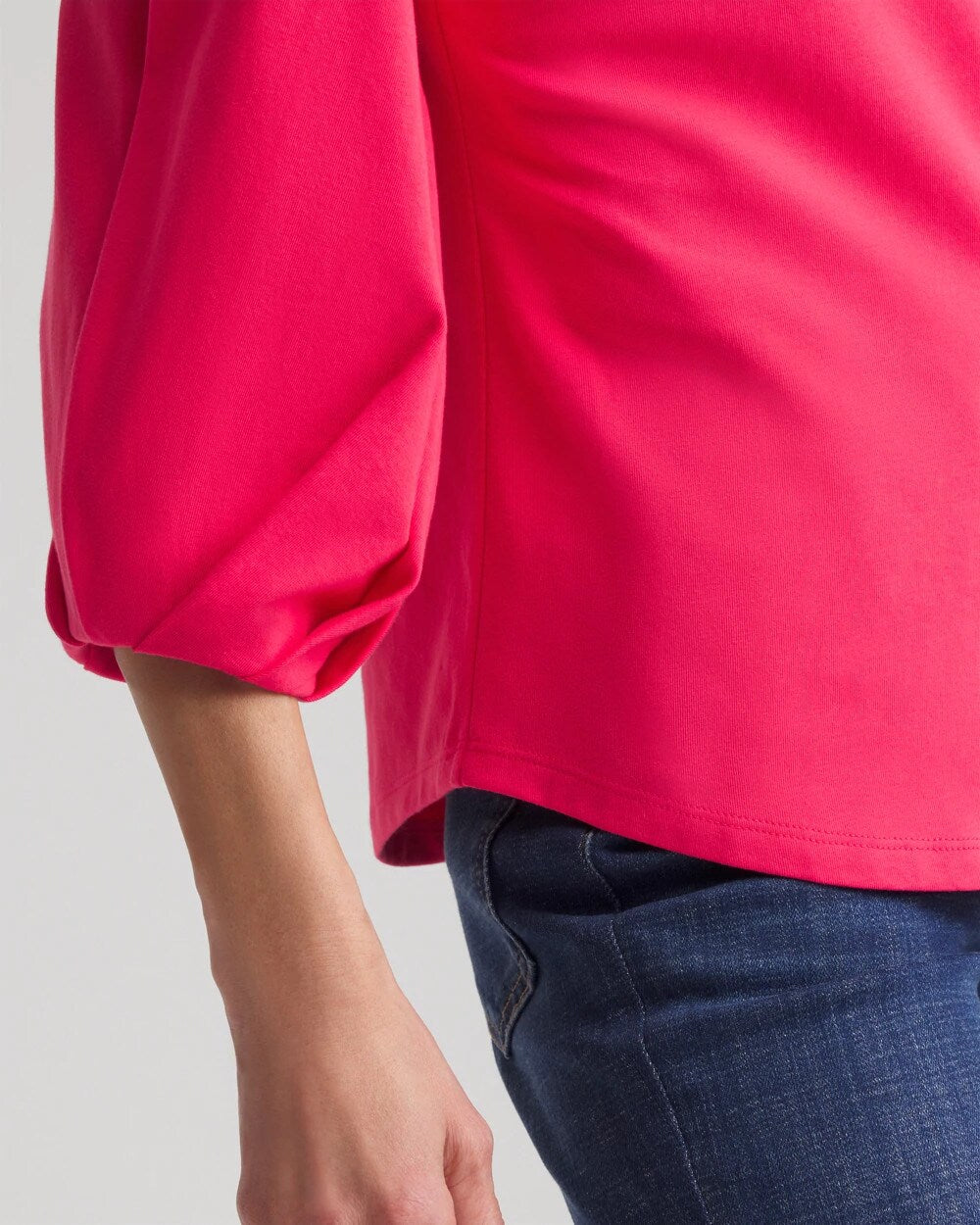 Chico's Cotton Tuck Sleeve Tee Dried Roses