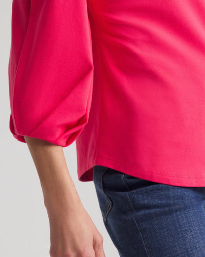 Chico's Cotton Tuck Sleeve Tee Dried Roses