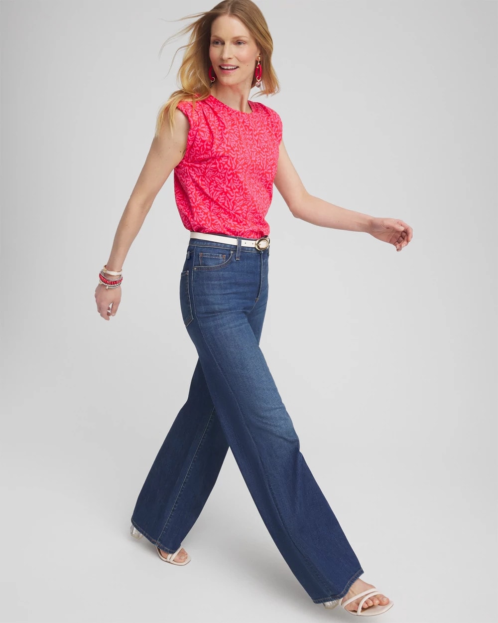 Chico's Island Tuck Sleeve Tee Watermelon Punch