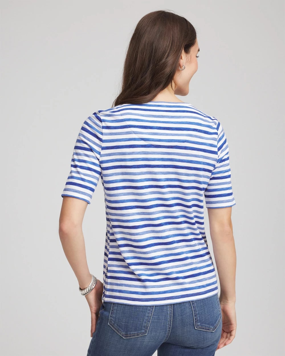 Chico's Slub Short Sleeve Tee Blue Pearl