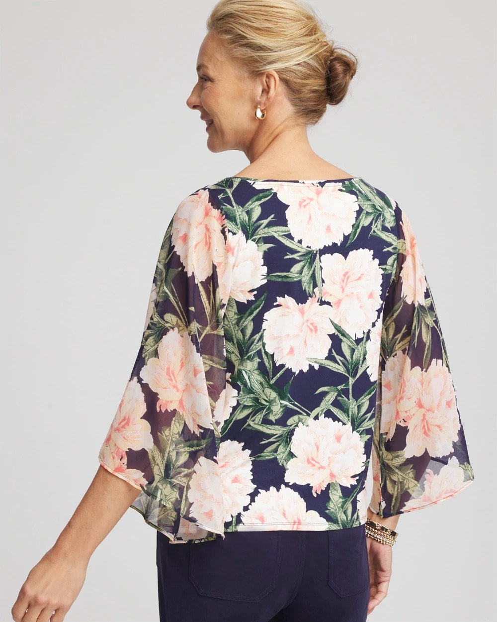 Chico's Georgette Angel-Sleeved Top Darkest Spruce