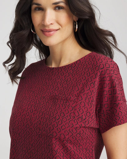 Chico's Zenergy® UPF Geo-Print Dolman Top Russet Red
