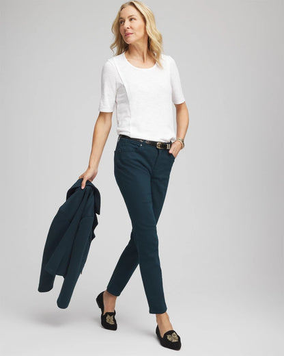 Chico's Slub Paneled Elbow Tee Alabaster