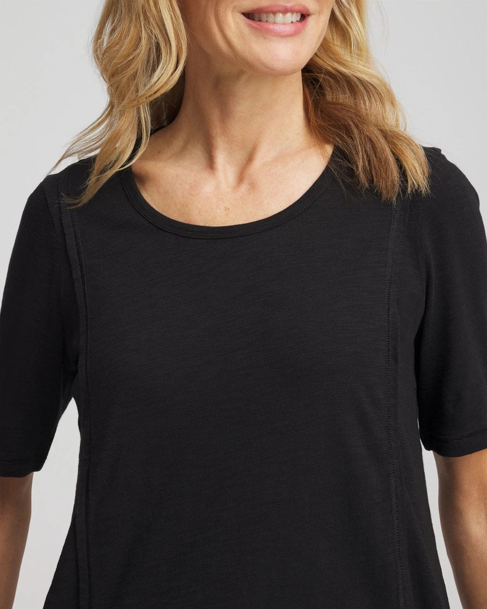 Chico's Slub Paneled Elbow Tee Black