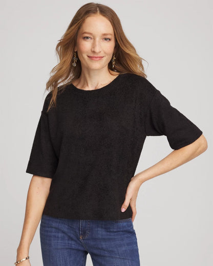 Chico's Cozy Crewneck Tee Black