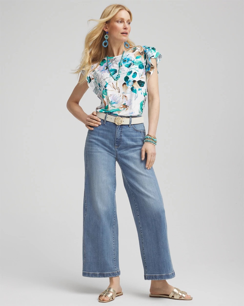 Chico's Touch of Cool™ Flutter Sleeve Tee Alabaster