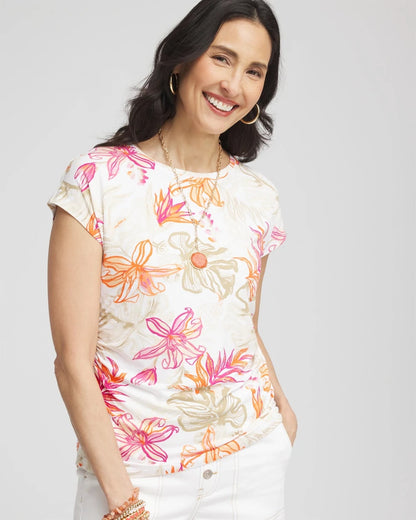 Chico's Touch of Cool™ Tropical Floral Dolman Tee Alabaster