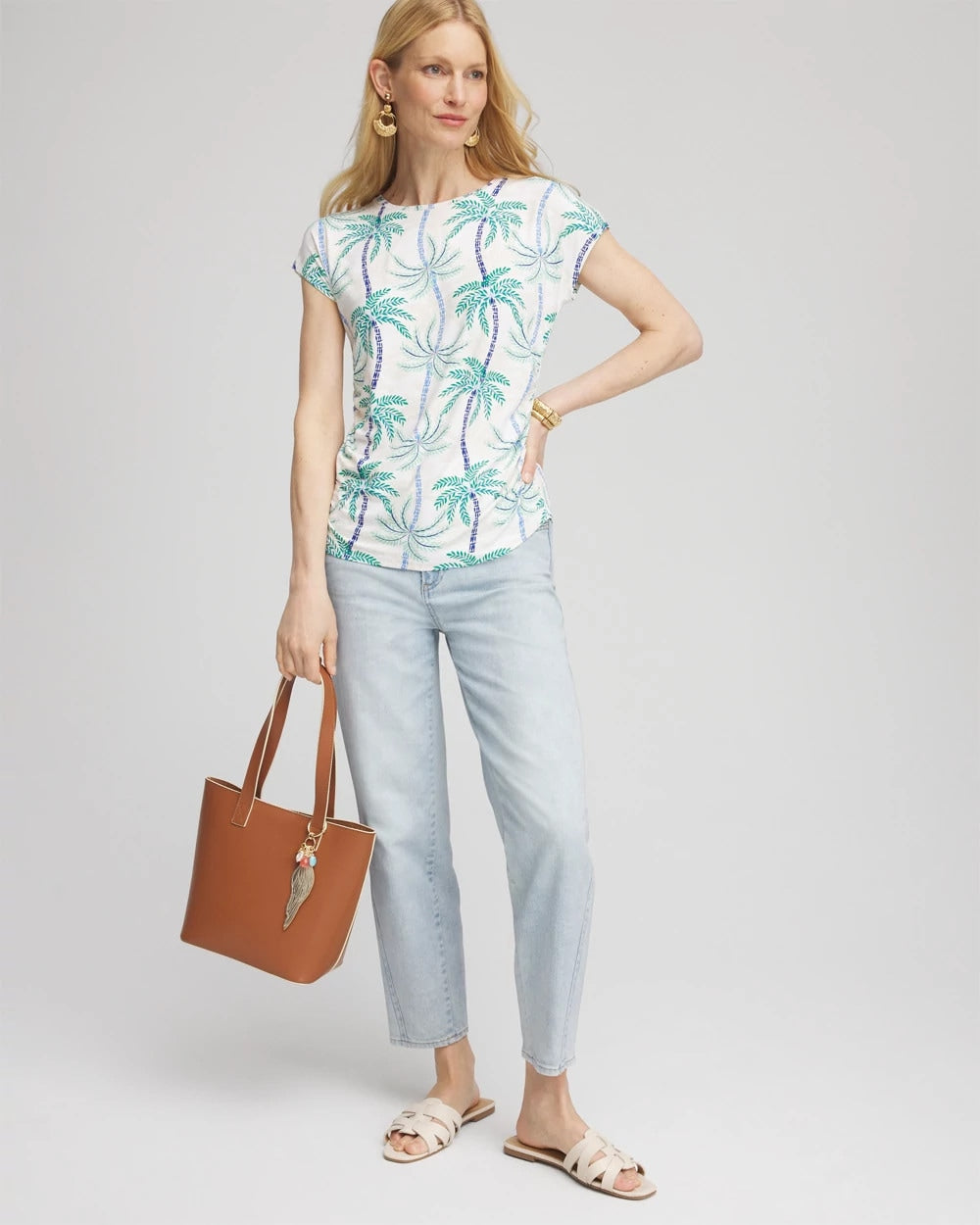 Chico's Cap Sleeve Dolman Tee Alabaster