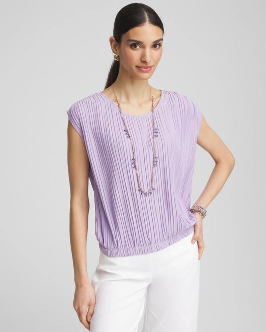 Chico's Pleated Bubble-Hem Tee Gentle Lavender