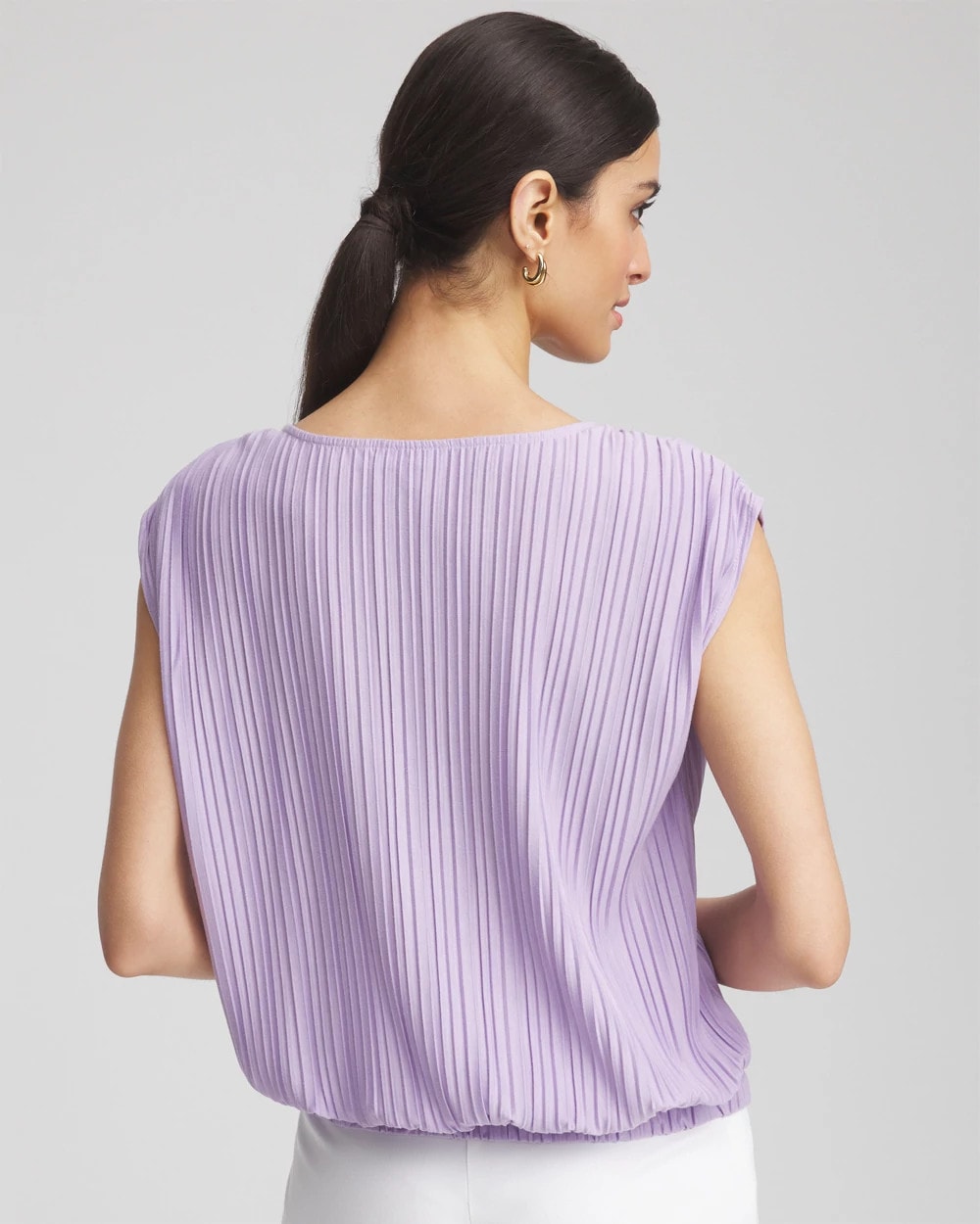 Chico's Pleated Bubble-Hem Tee Gentle Lavender