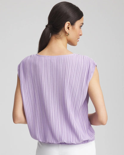 Chico's Pleated Bubble-Hem Tee Gentle Lavender