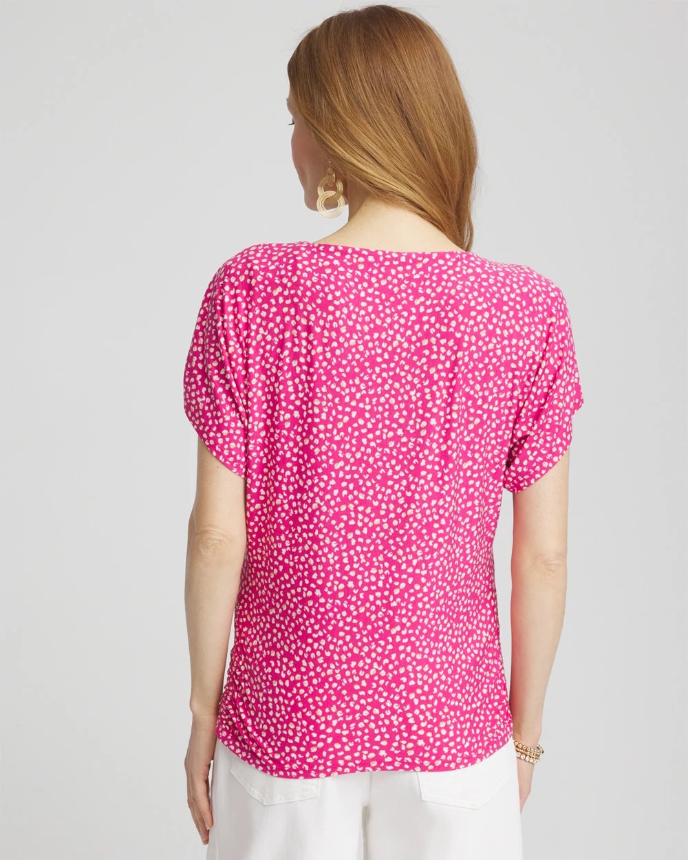 Chico's Touch of Cool™ Cheetah Ruched Banded Hem Top Crushed Berries