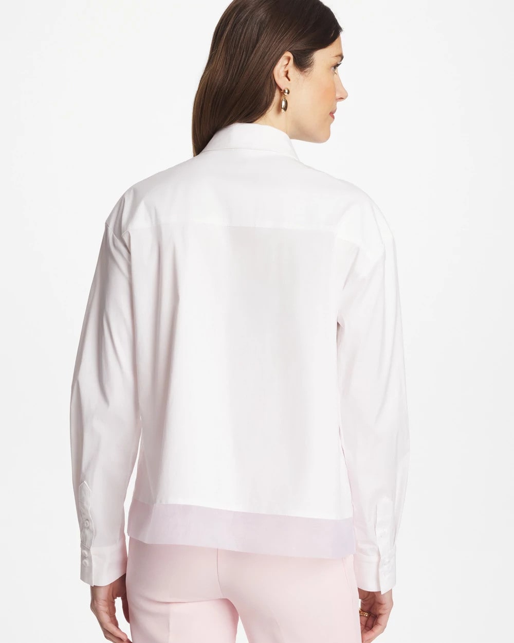 Chico's Poplin Organza Collared Shirt Alabaster