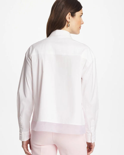 Chico's Poplin Organza Collared Shirt Alabaster